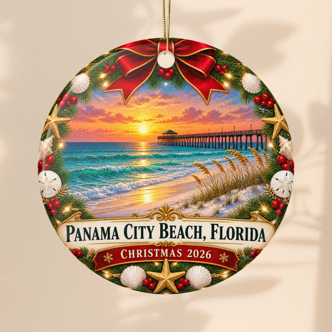 Panama City Beach Christmas 2026 Double-Sided Ceramic Ornament