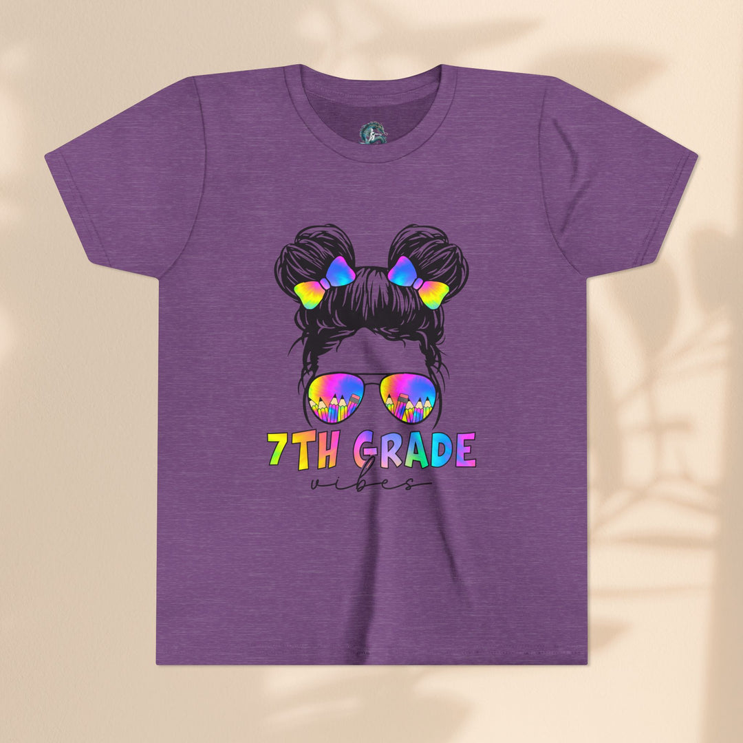 Rainbow 7th Grade Vibes Tee, Fun Youth T-Shirt, Back to School Fashion, Kids Graphic Tee, Teen Birthday Gift, Colorful Kids Wear