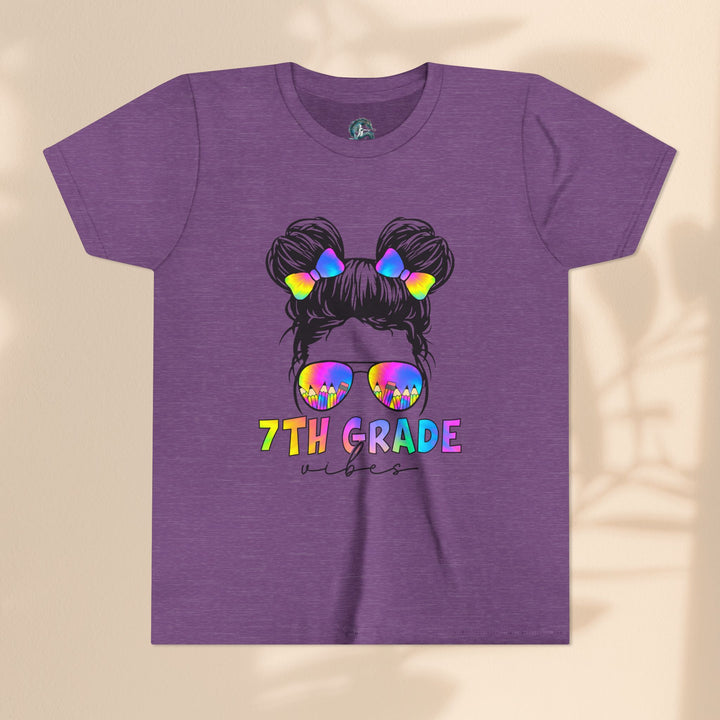 Rainbow 7th Grade Vibes Tee, Fun Youth T-Shirt, Back to School Fashion, Kids Graphic Tee, Teen Birthday Gift, Colorful Kids Wear