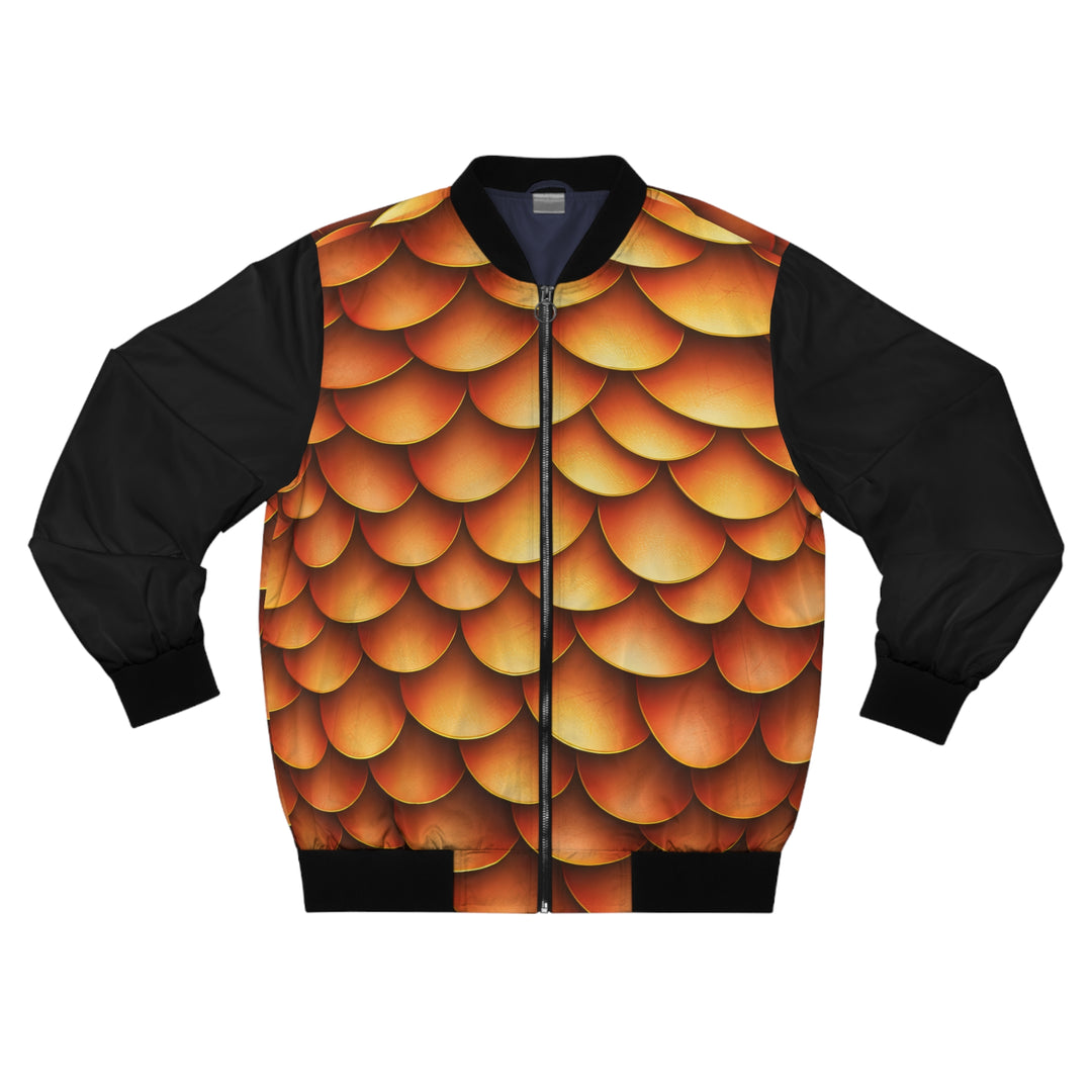 Golden Merman Bomber Jacket – Mythical Dragon-Scale Style for Men