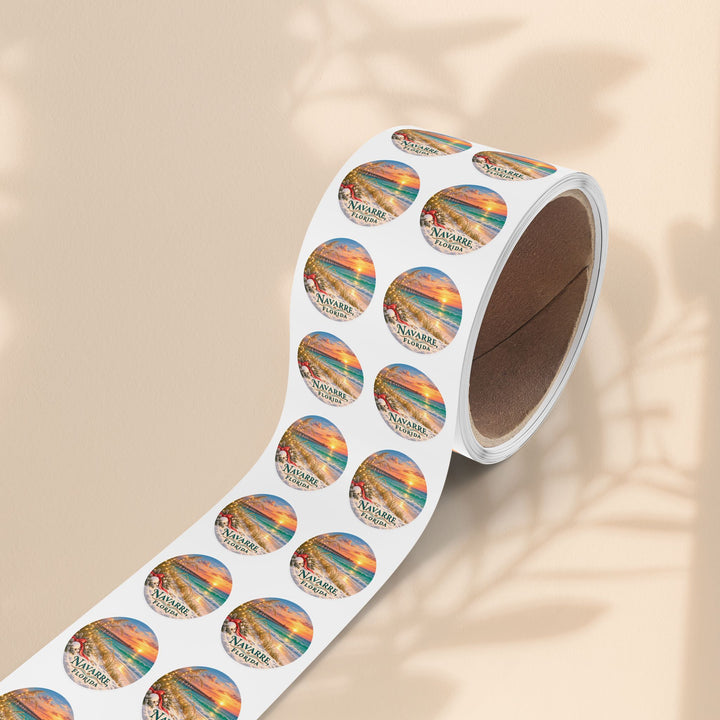 Navarre Florida Round Sticker Rolls – Waterproof Beach Sunset Labels