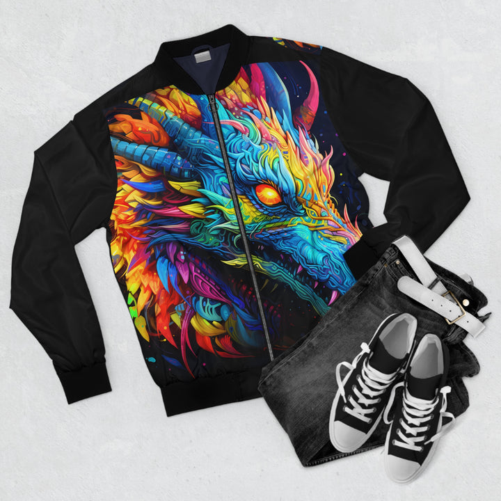 Men's Bomber Jacket - Neon Dragon