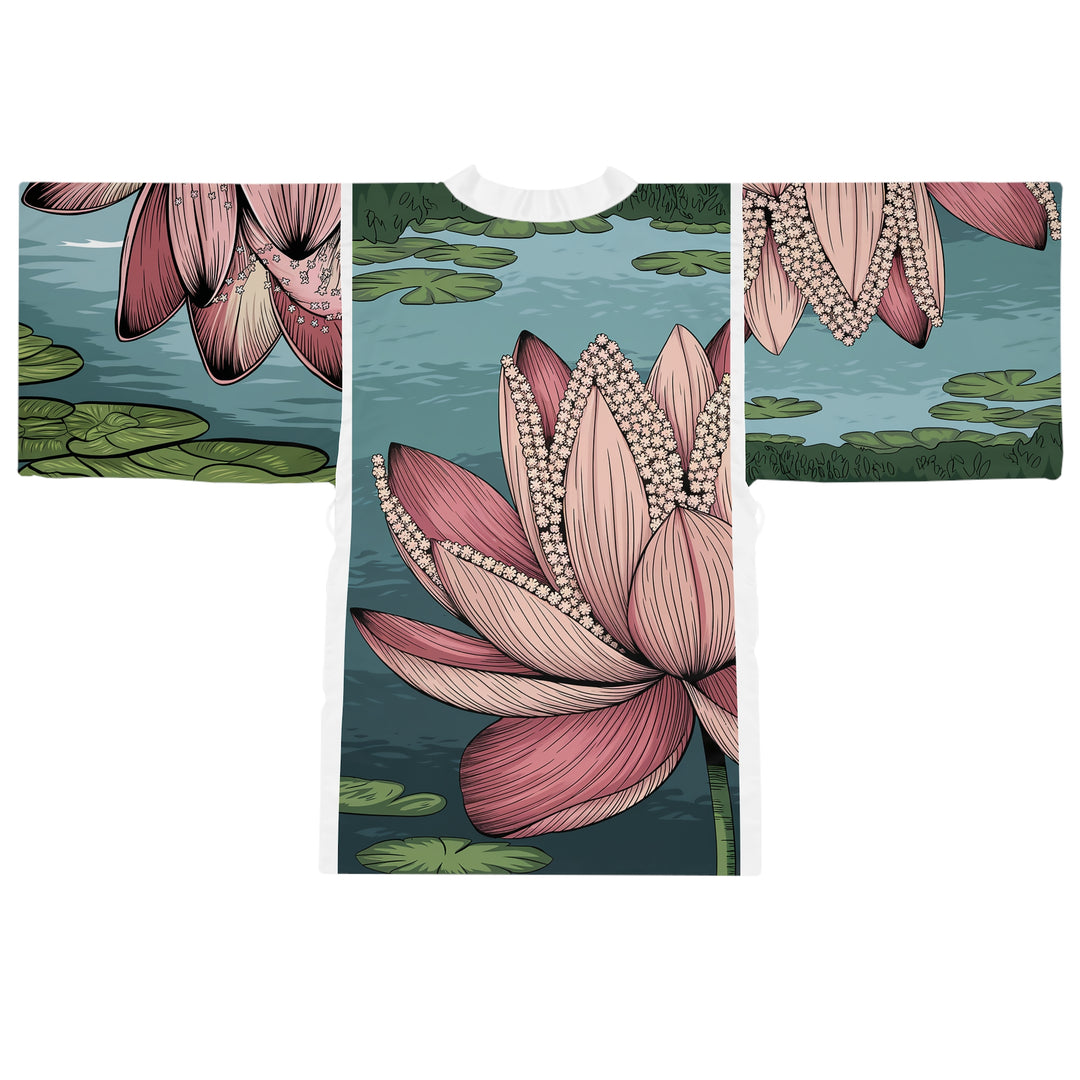 Long Sleeve Kimono Robe - Lotus Blossom