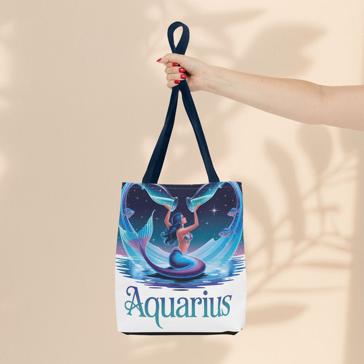 Aquarius Mermaid Tote Bag, Zodiac Gift, Astrology Tote, Women’s Bag, Beach Accessory, Stylish Carryall