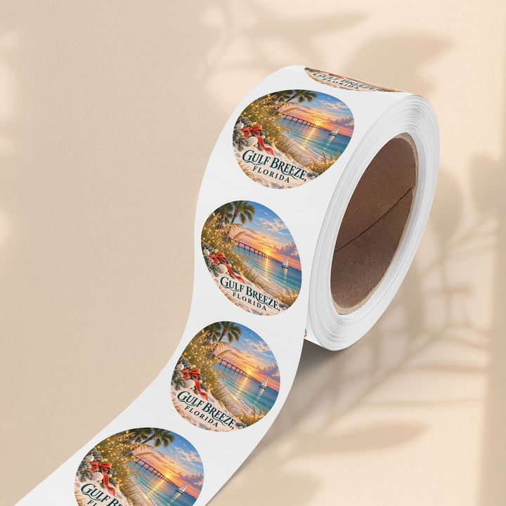 Gulf Breeze Florida Sticker Roll – Scenic Beach Souvenir Labels