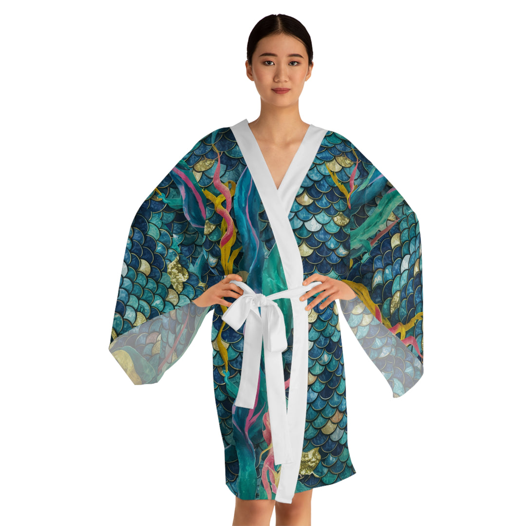 Long Sleeve Kimono Robe (AOP) - Mermaid Scale Party