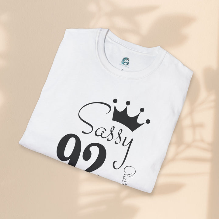 Sassy age 92 Fabulous T-Shirt | Fun Birthday Gift, Trendy Casual Wear, Statement Tee, Women's Fashion, Stylish Graphic Tee