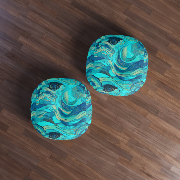 Ocean Waves Tufted Floor Pillow, Round