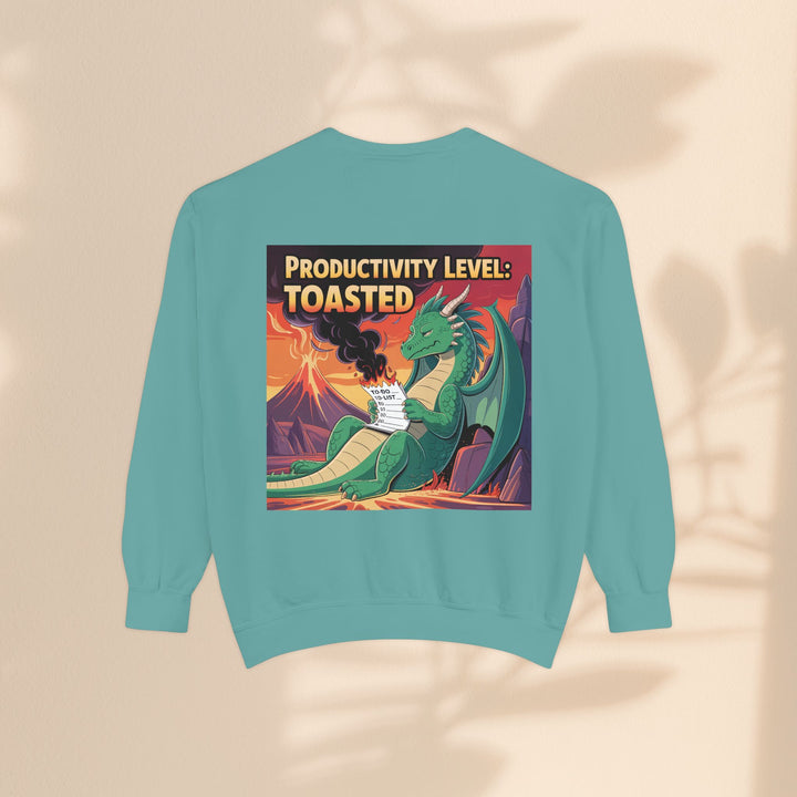 Toasted Productivity Level Dragon Sweatshirt, Cozy Gift, Funny Sweatshirt, Fantasy Apparel, Dragon Lover Clothing, Work From Home Style