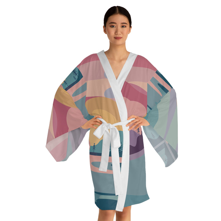 Long Sleeve Kimono Robe - Pastel Scene