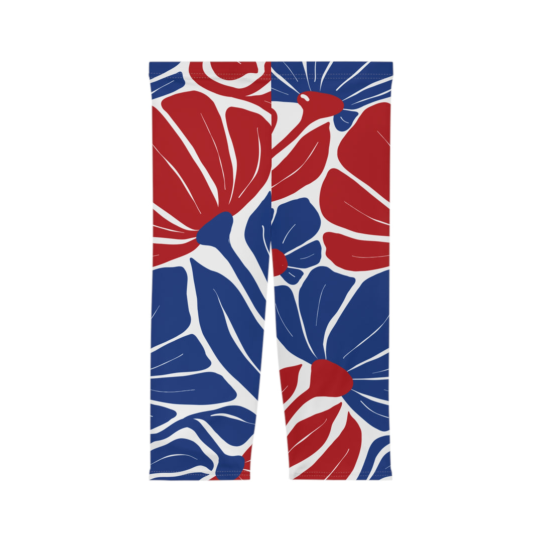 Floral Print Women’s Capri Leggings, Workout Pants, Stylish Activewear, Summer Fitness, Casual Lounge Wear