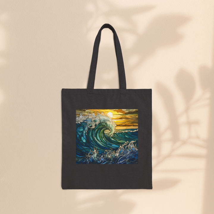 Cotton Canvas Tote Bag - Ocean Waves