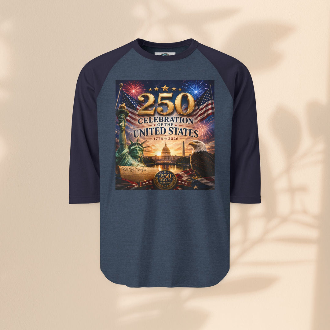 250th United States Celebration Raglan Shirt — Liberty Fireworks Anniversary Tee
