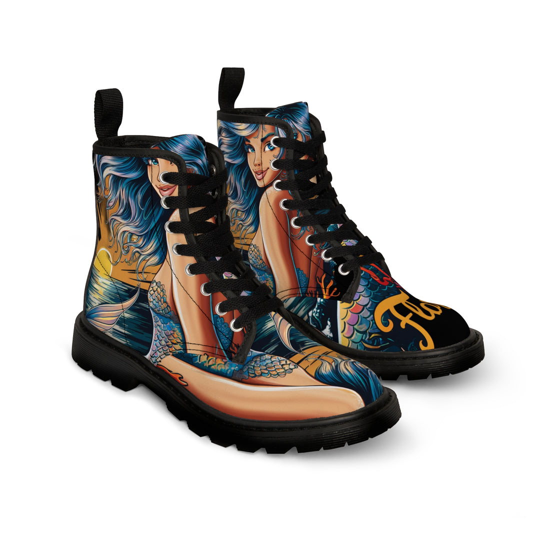 Women's Canvas Boots - Florida Mermaid