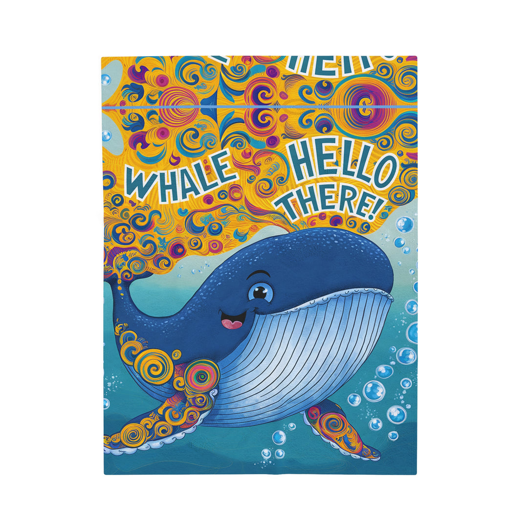 Velveteen Plush Blanket - Whale Hello There