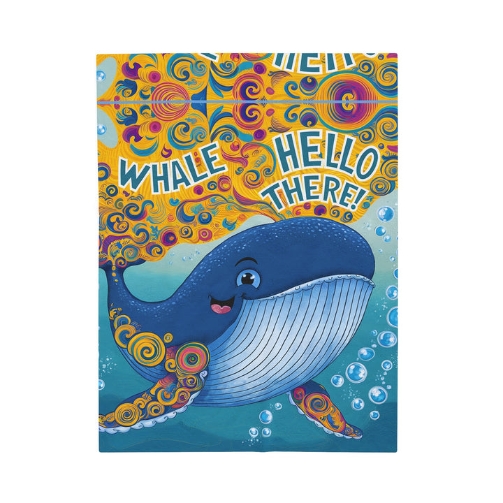 Velveteen Plush Blanket - Whale Hello There