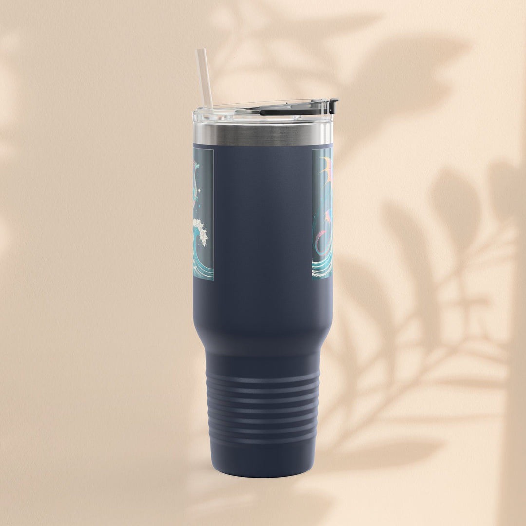 Fantasy-Inspired Insulated Travel Mug, 40oz - Perfect for Adventurers, Dragon and Ocean Lovers, Gift for Birthdays, Travel, and More