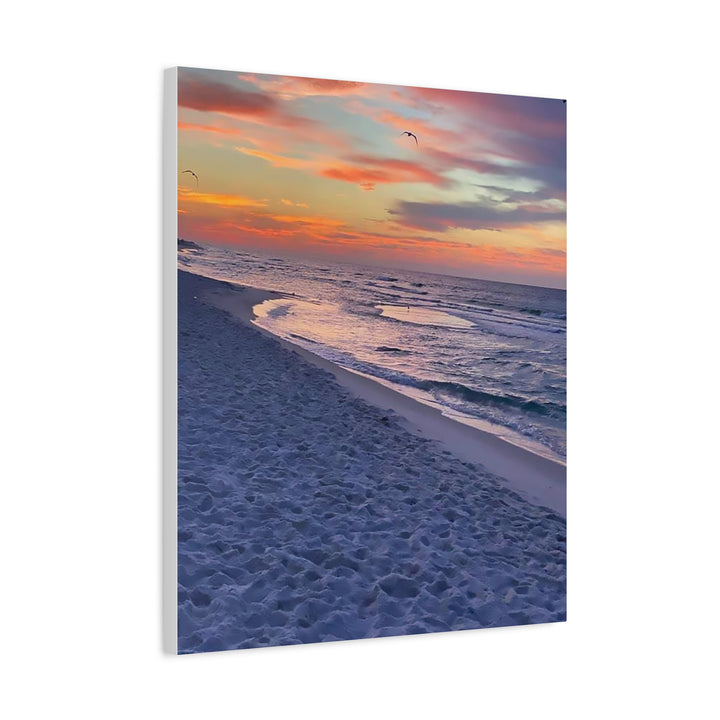 Sunset Beach Matte Stretched Canvas Print