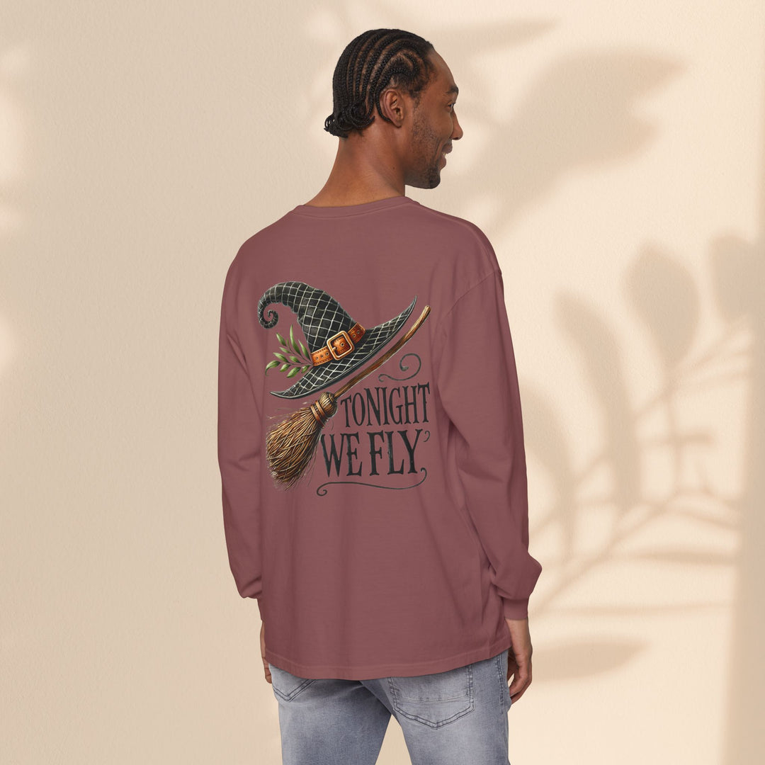 Tonight We Fly - Whimsical Witch Halloween Long Sleeve T-Shirt