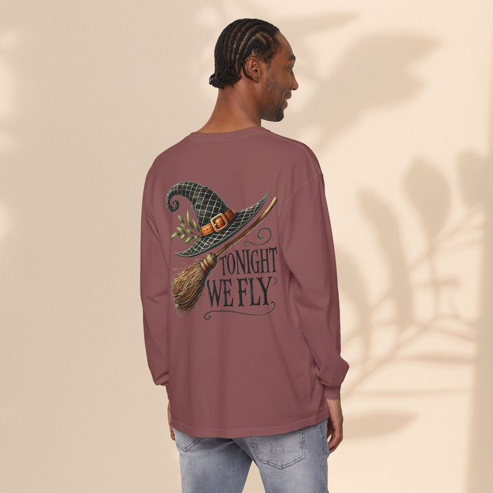 Tonight We Fly - Whimsical Witch Halloween Long Sleeve T-Shirt