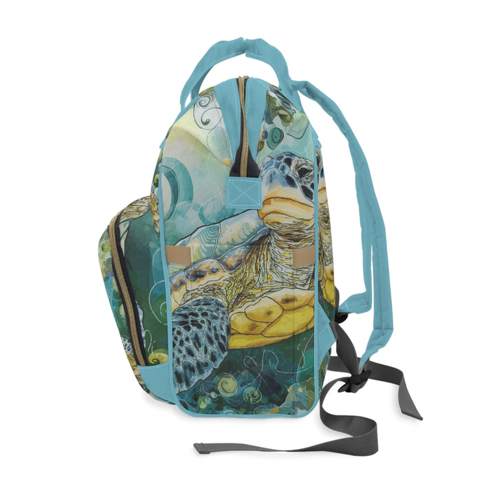 Multifunctional Diaper Backpack - Watercolor Sea Turtle