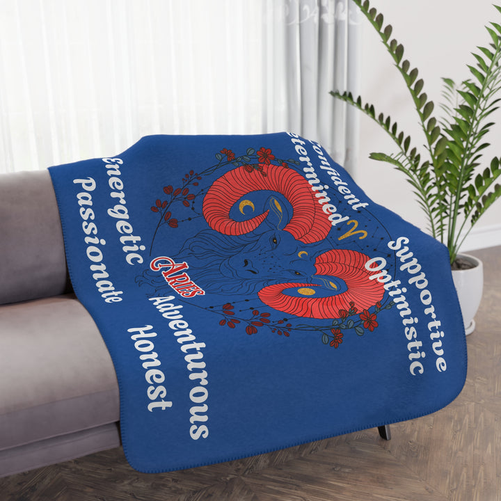 Sherpa Blanket - Aries Zodiac Tan Sherpa Blanket