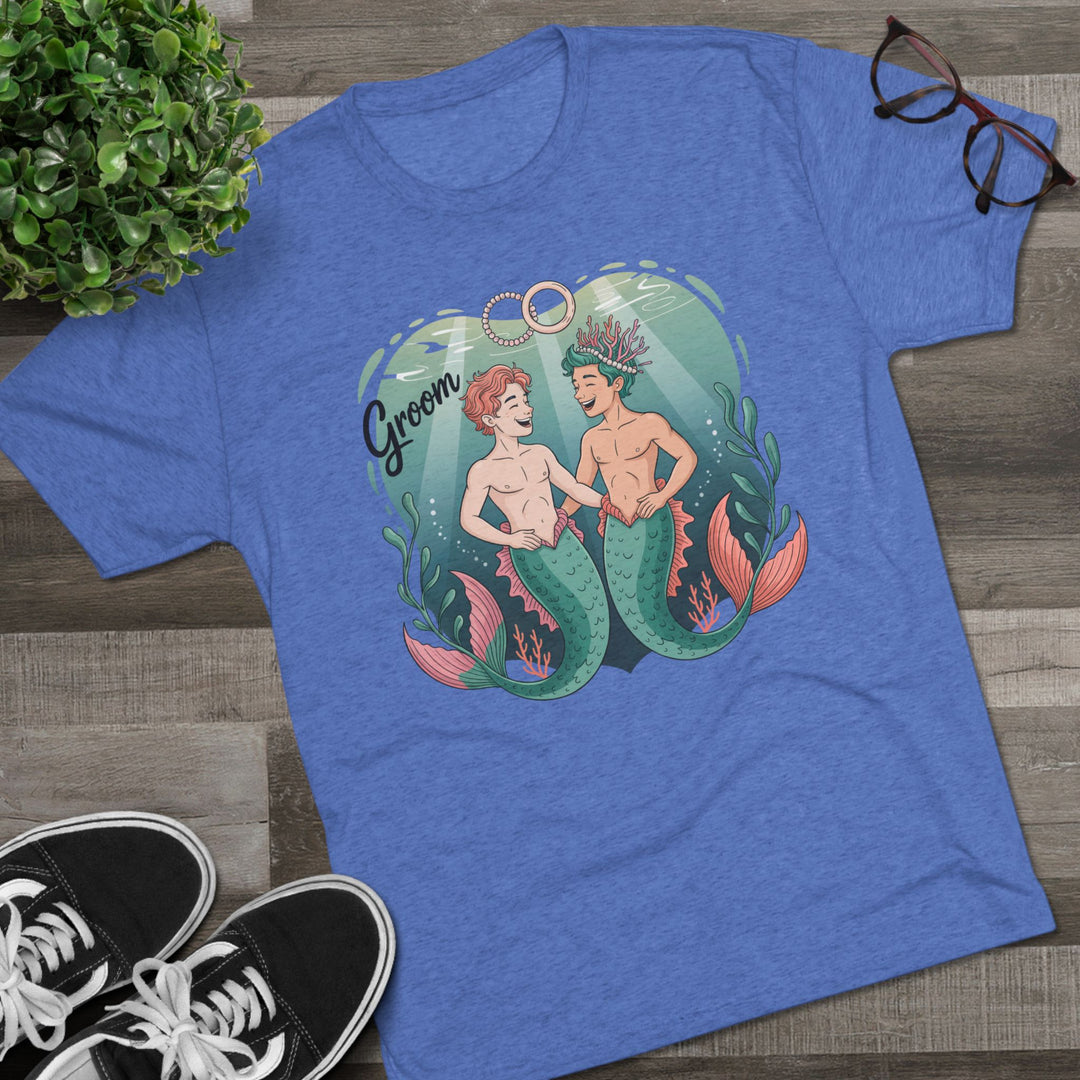 Merman Groom Tee, LGBTQ+ Pride Apparel, Wedding Gift, Unique Couple Shirt