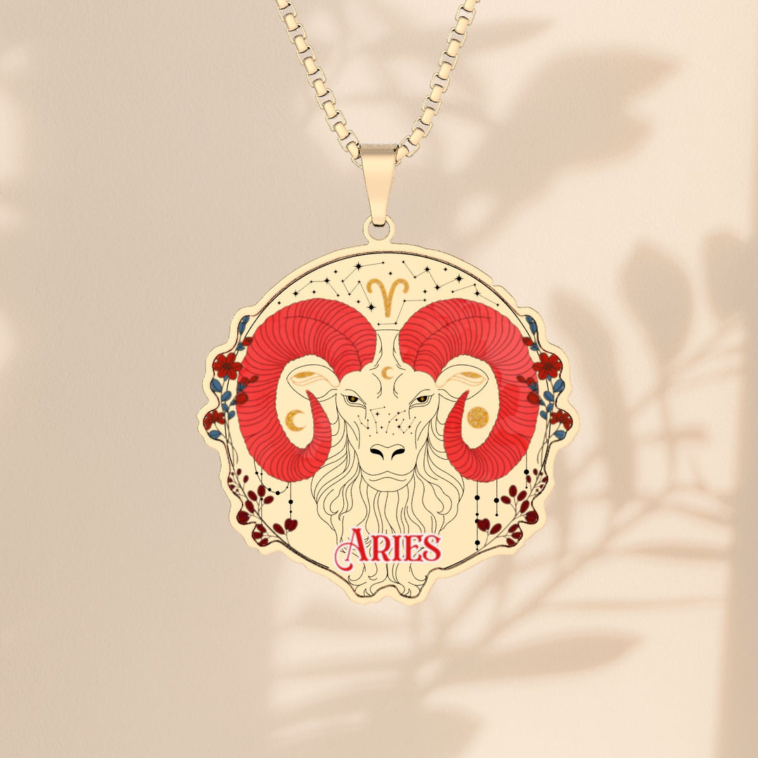 Aries Ram Zodiac Necklace — Custom Cut Photo Pendant