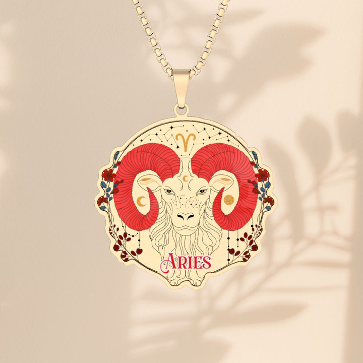 Aries Ram Zodiac Necklace — Custom Cut Photo Pendant