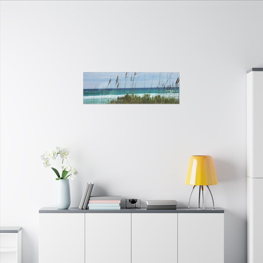 Coastal Dune Beach Canvas Print – Waves and Sea Oats Wall Art