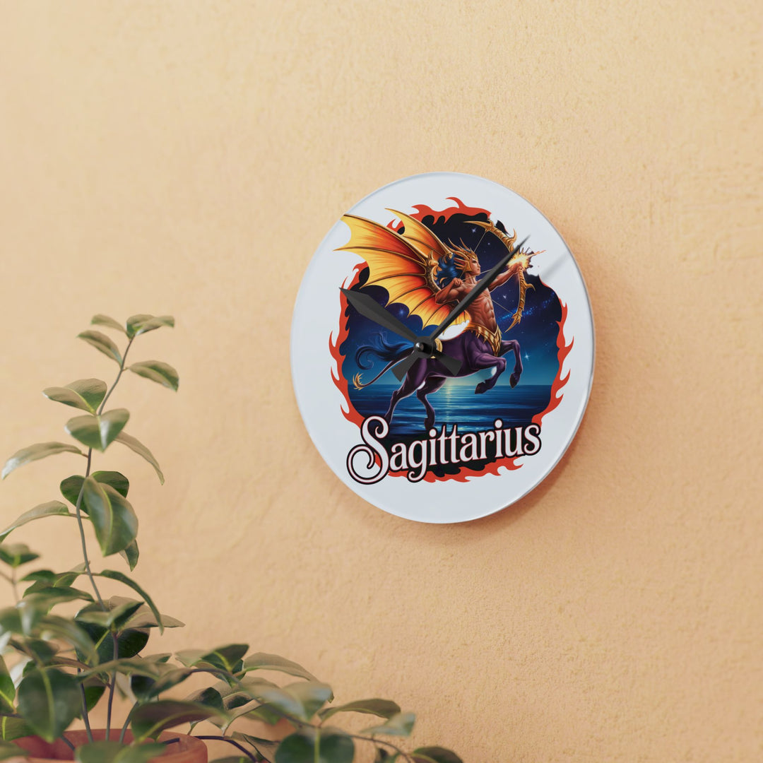 Sagittarius Acrylic Wall Clock — Zodiac Archer Centaur Design
