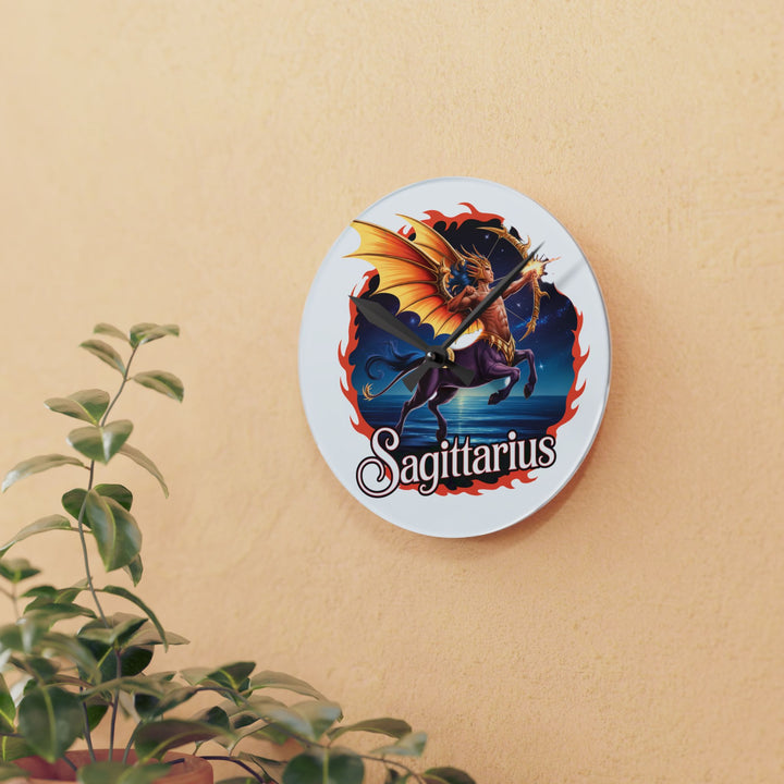 Sagittarius Acrylic Wall Clock — Zodiac Archer Centaur Design