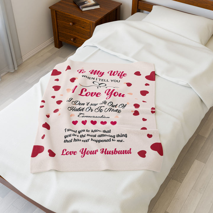Velveteen Plush Blanket - Love To My Wife