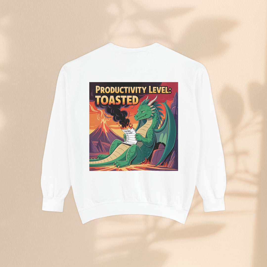 Toasted Productivity Level Dragon Sweatshirt, Cozy Gift, Funny Sweatshirt, Fantasy Apparel, Dragon Lover Clothing, Work From Home Style