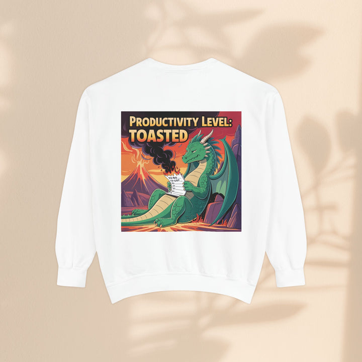 Toasted Productivity Level Dragon Sweatshirt, Cozy Gift, Funny Sweatshirt, Fantasy Apparel, Dragon Lover Clothing, Work From Home Style