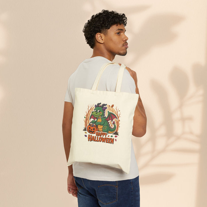 Halloween Dragon Cotton Canvas Tote Bag – Eco-Friendly Trick-or-Treat & Holiday Shopping Bag
