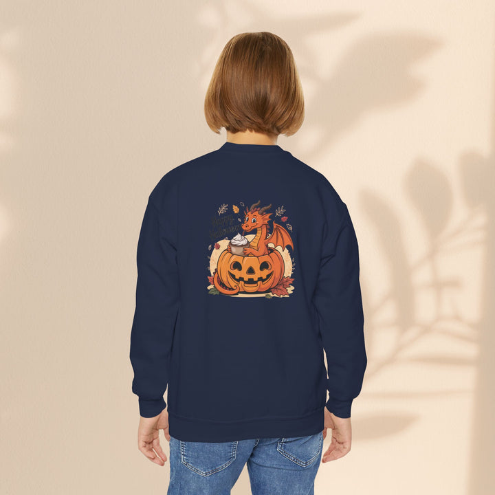 Halloween Pumpkin Dragon Youth Crewneck Sweatshirt