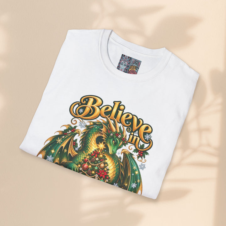 Believe in Christmas Magic T-Shirt – Festive Dragon Holiday Tee