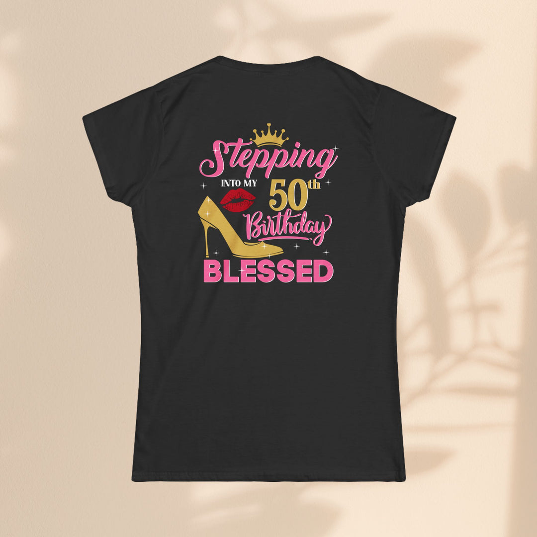 Women’s Birthday Tee, 50th Birthday Shirt, Blessed Birthday Top, Fun Celebration T-Shirt, Gift for Her, Party Outfit