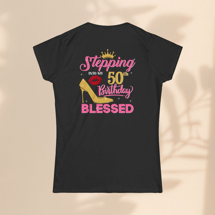 Women’s Birthday Tee, 50th Birthday Shirt, Blessed Birthday Top, Fun Celebration T-Shirt, Gift for Her, Party Outfit