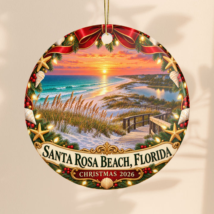 Santa Rosa Beach Florida Christmas Ornament – Coastal Holiday Keepsake