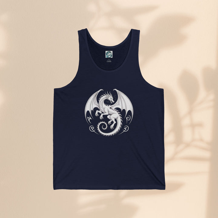 Dragon Design Unisex Jersey Tank, Cool Summer Tank Top, Gift for Fantasy Lovers, Casual Wear, Festival Outfit, Unique Graphic Gym Top