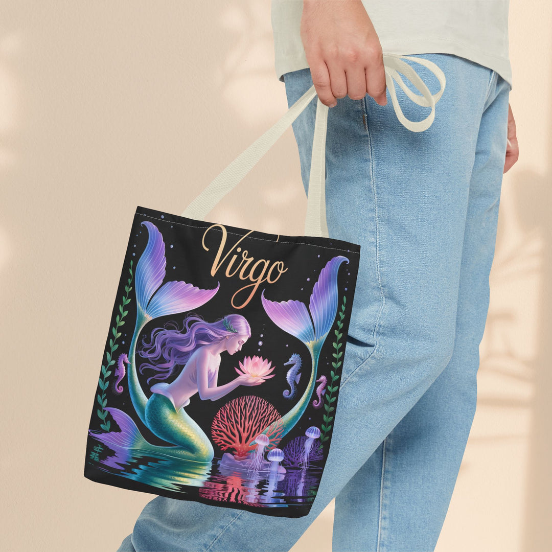 Virgo Mermaid Tote Bag, Virgo Gift, Zodiac Bag, Sea Creature Style, Ocean Lover Accessory, Birthday Present