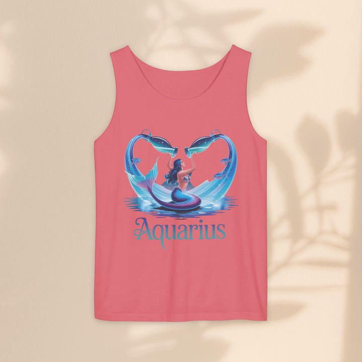 Aquarius Unisex Garment-Dyed Tank Top, Zodiac Apparel, Astrology Gift, Summer Outfit, Festival Wear, Birthday Gift