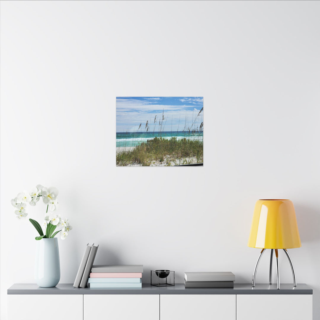 Coastal Dune Beach Canvas Print – Waves and Sea Oats Wall Art