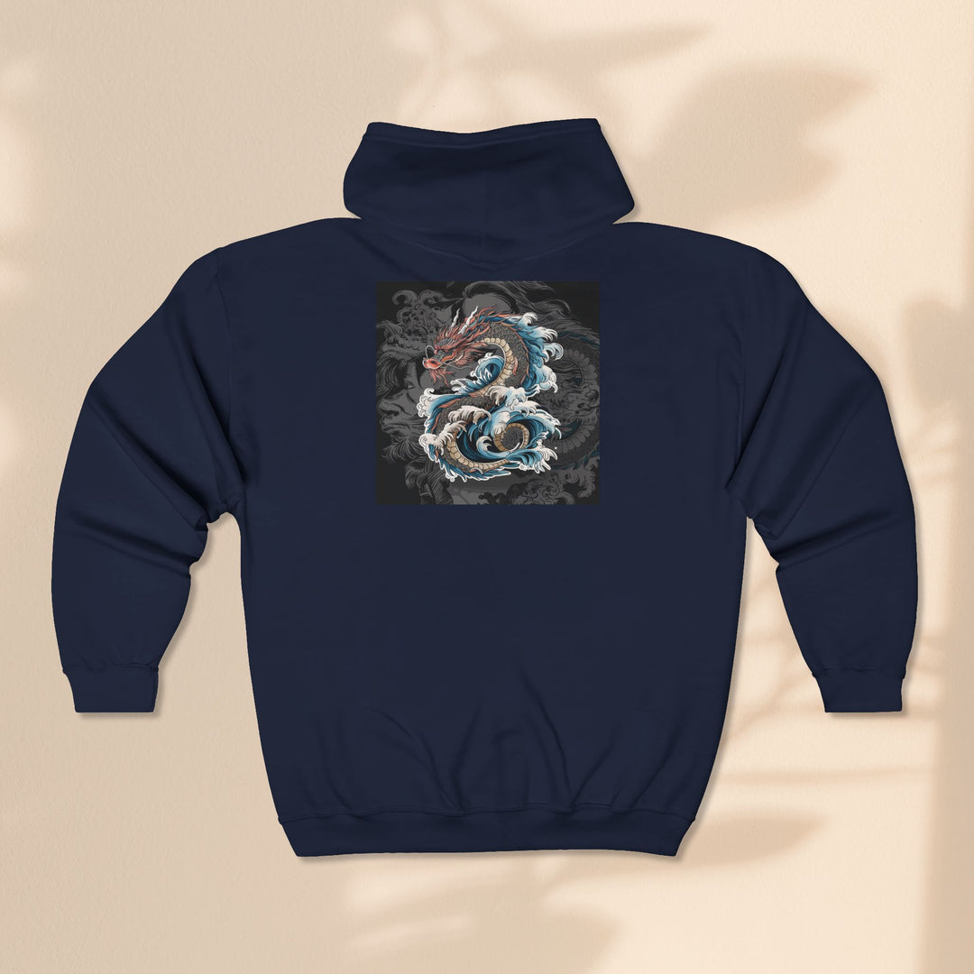 Dragon Wave Zip Hoodie - Unisex Heavy Blend Zip Up