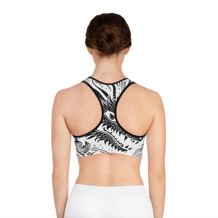 Sports Bra - Dragon Black and White