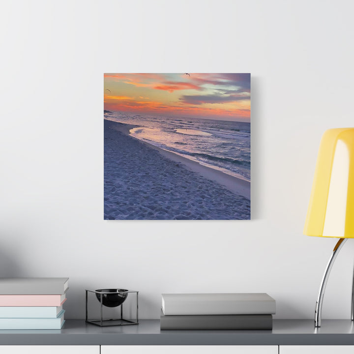 Sunset Beach Matte Stretched Canvas Print