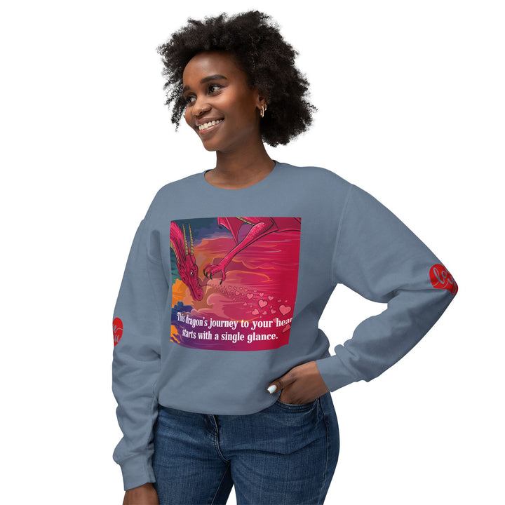 Unisex Lightweight Crewneck Sweatshirt - Journey to a Dragon's Heart