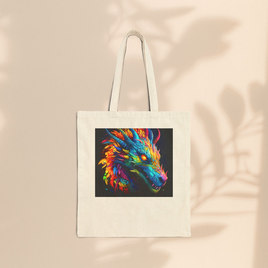 Cotton Canvas Tote Bag - Neon Dragon